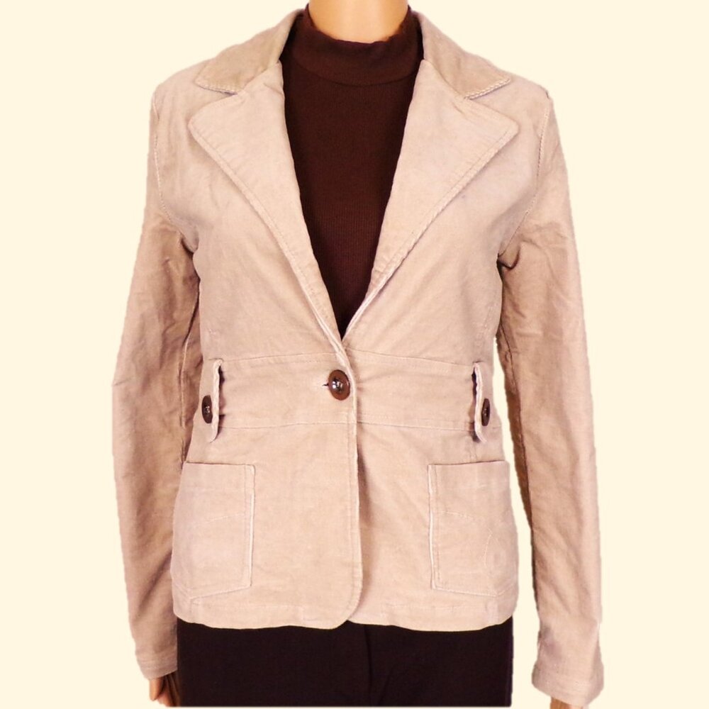 VANITY size M khaki corduroy jacket cotton/spandex machine wash